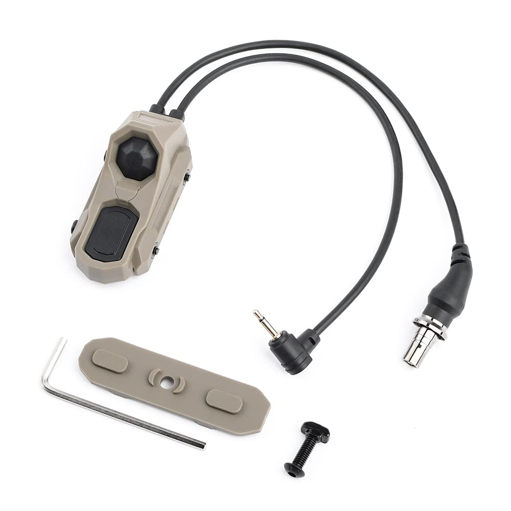 SBGJMY Double Port Flashlight and 2.5MM Plug Switch,Tactical M300 M600 Torch and PEQ DBAL Series Flashlight Dual Pressure Control Switch for Mlok Keymod and 20mm Picatinny Rail System (Tan)