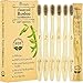 Lingito 6-Pack Natural Charcoal Bamboo Toothbrushes | BPA Free Soft Bristles | Compostable, Eco Friendly, Natural, Organic & Vegan Toothbrush Pack | Individually Packaged & Numbered Active Brushes