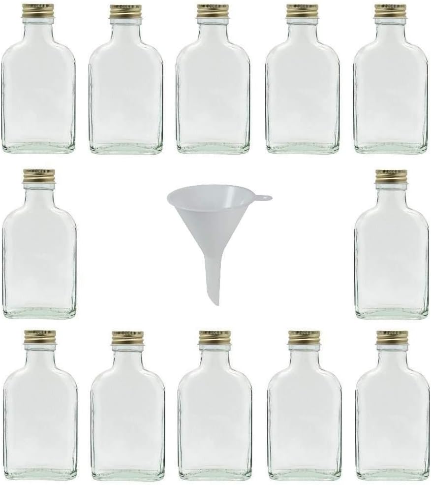Viva Haushaltswaren Set of 15 Glass Bottles Schnapps Bottles 100ml. A Funnel