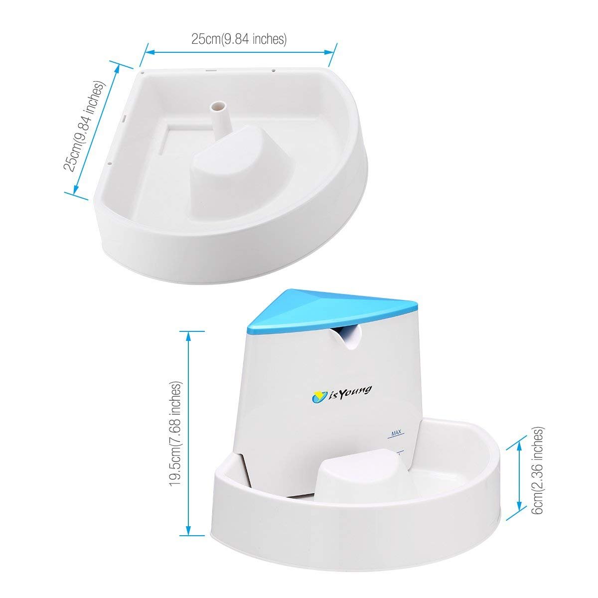 isYoung Pet Fountain for Cats and Dogs, Cat Fountain Automatic Water Dispenser, Healthy and Hygienic Dog Fountain