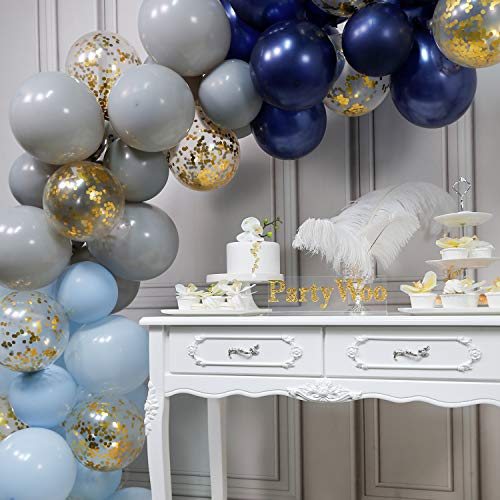 Putwo Blue Grey Balloons 50 Pcs 12 Inch Grey Balloon Pack Navy