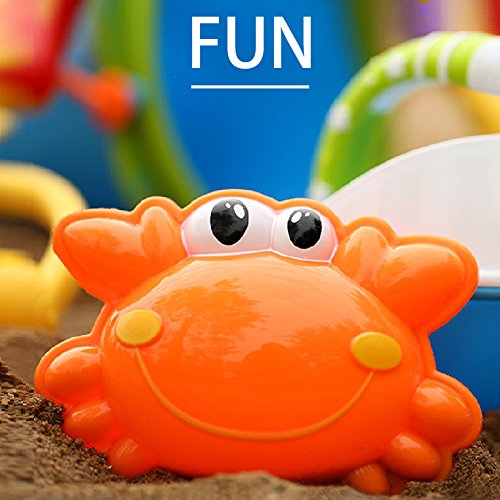 Growthpic Kids Beach Sand Toy Set with Bucket, Sand Wheel, Watering Can, Shovel, Rake, Rolling Rake and 5 Sea Creatures Molds and Sand Tool Play Set for Babies and Toddlers