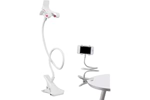 Gooseneck Phone Stand for Bed | Bed Table Phone Mount | Long Lazy Arm Headboard Bedside Bracket Clamp Stand | Adjustable 360°