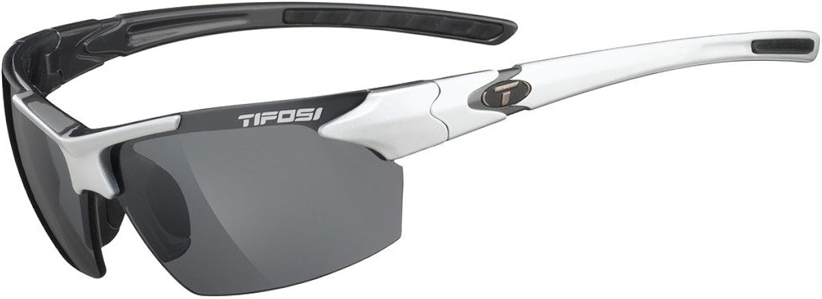 Tifosi Jet 0210400677 Wrap Sunglasses,Metallic Silver Frame/Smoke & Blue Lens,One Size: Clothing