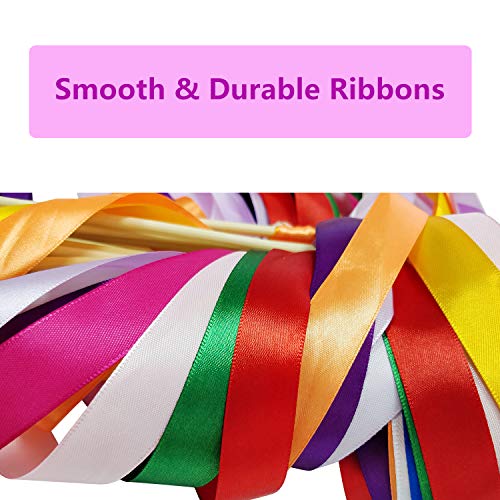 Hangnuo 30 Pack Ribbon Wands Wedding Streamers with Bells, Fairy Stick Wand Party Favors for Baby Shower Holiday Celebration, Mix Color #2 - Thumbnail 5