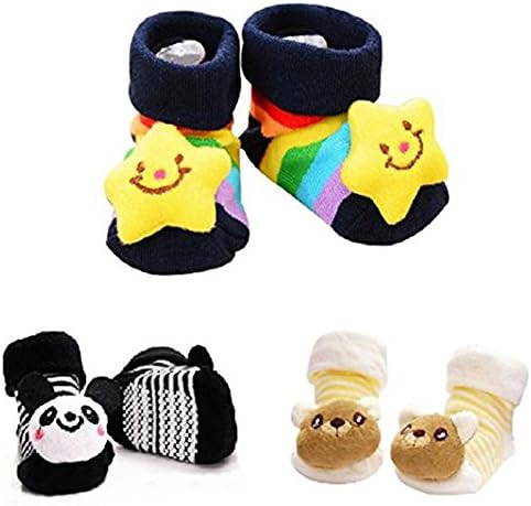 Newborn Baby Mitts Pastel&Socks Scratch Cotton Mittens 0-6 Months (Boy's Socks 3Pairs)
