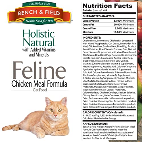 Bench & Field Holistic Natural Premium Adult Dry Cat Food, Chicken Meal