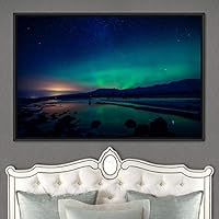 Framed Canvas Wall Art Dayspring Astronomy & Space Contemporary Cosmic Dramatic Green Group Photography Realism - 16x24 inches