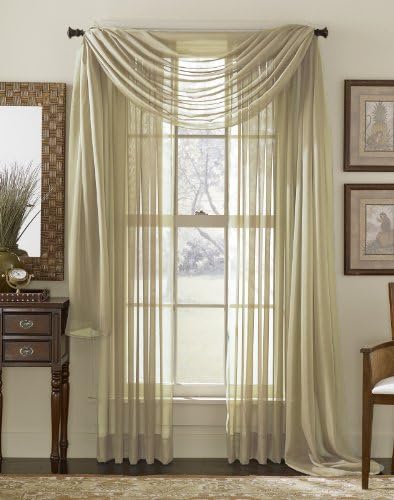 Sheer Voile Curtain Scarf - 216 Inch Length (Antique Taupe)