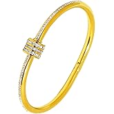 Dainty Bangle Bracelet for Women Personalized Cubic Zirconia Love Bracelets Tiny Waist Oval Bangles Bracelets Gifts for Love