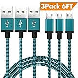 MGLSSB [3-Pack] 6FT Micro USB Cable Nylon Braided High Speed USB 2.0 to Micro USB Charging Cables Android Charger Cord for Samsung Galaxy S7 Edge/S6 Edge/S4/S3,Note 5/4/3,HTC,LG,Nexus