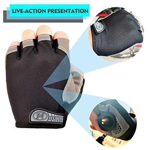 BOBILIFE Bike Cycling Gloves - Bicycle Motorcycle Riding Anti-Slip Breathable Shockproof Outdoor Sports Half Finger Gloves (M, Upgrade)