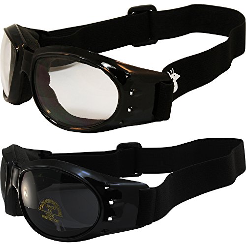 Two (2) Pairs Birdz Eagle Padded Motorcycle Goggles Airsoft Googles Comes with Clear, Super Dark Smoke, Day and Night riding comfort You Should Have Googles For Any Weather Condition - Thumbnail 3