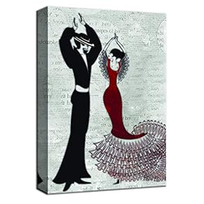 Double Ballet Dancers in Black and Red Painting...