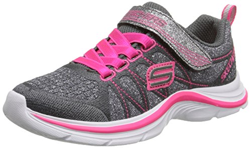 Skechers Kids Swift Kicks Running Shoe, Charchaol/Neon Pink,11.5 M US Little Kid
