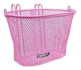 BIRIA Basket with Hooks Pink, Front, Removable, Wire mesh Small Kids Bicycle Basket, Pink
