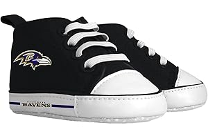 BABY FANATIC MasterPieces - NFL Baby Pre-Walkers Shoes, Officially Licensed Baltimore Ravens Football, High Top Sneakers, Soft Anti-Slip Soles, Boys and Girls, 0-6 Months Multicolor