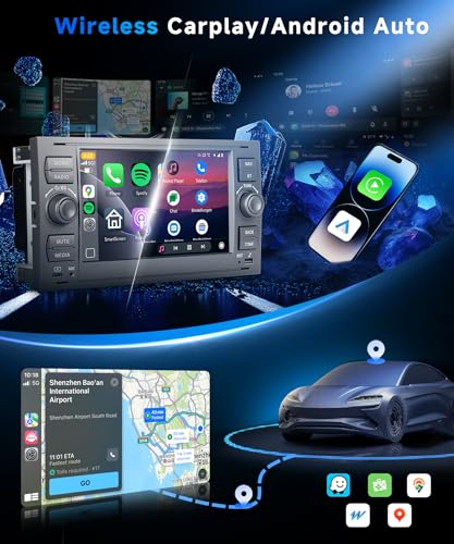 VECHTEL 4G+64G Car Radio Android 15 for Ford Focus Fiesta C/S-Max Transit Galaxy Mondeo Connect, 7'' Touch Screen with CarPlay Android Auto Wireless GPS Wi-FI USB Type-C Bluetooth FM RDS Camera