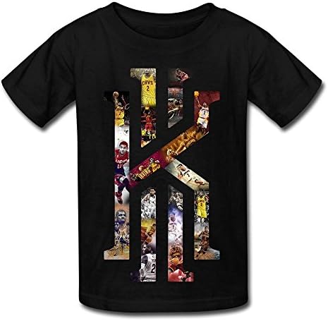 M07H Youth Tshirt Kyrie Irving Basketball Mixed Logo Poster Black Size M