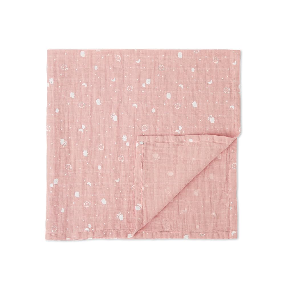 MORI Muslin Swaddle Cloth Blush Cotton 110x110cm Breathable Lightweight Pre-Washed for Infants Durable Comfortable Unisex Receiving Blanket Ideal for Swaddling or Nursing