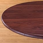 Woodgrain Elastic Table Cover - Size: Small Round, Color: Mahogany Wood
