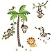 Giant Jungle Monkeys & Palm Tree Decorative Peel and Stick Wall Sticker Decals