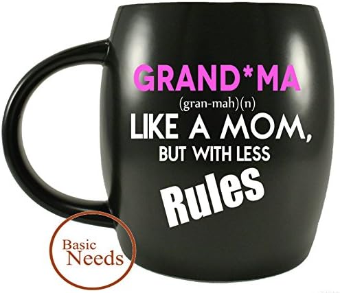 MUG A DAY Grandma Like A Mom But With Less Rules Novelty Drinkware Glassware - World's Best Grandma Coffee Tea Mug For Mother’s Day, Christmas and Birthday - Travel, Office or Camping Mugs