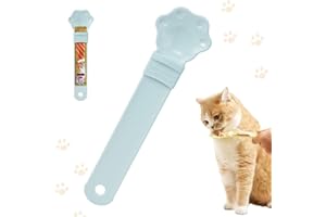 CECURPO Cat Strip Feeder, 2024 New Cat Strip Happy Spoon Cat Treat Feeder Food Spoon with Hanging Hole, Multi Functional Cat Wet Treat Squeeze Treat Spoon for Pet Dogs Cats (Blue)
