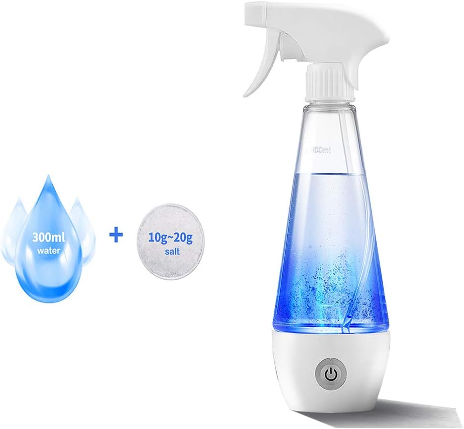 ThreeCat Sodium Hypochlorite Generator 84 Cleaning Water Making Machine Transparent Cleaners Generator Portable Air Purifier for Trave Hotel Home Office（300ml） (300ML)
