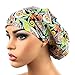 Women’s Surgical Scrub Hat Nurse Ponytail Adjustable Euro Bouffant Spring Paisley DK Scrub Hats