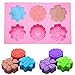 3 PCS Silicone Flower Cake Molds, SENHAI 6-Cavity Chocolate Biscuit Muffine Baking Pans Soap Making Trays - Pink, Blue, Purple