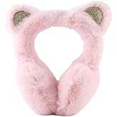 Peecabe Winter Kids Earmuffs Warm Girl Ear Muffs For Toddler Kid Children Earmuff with Cat Ears Girls Ear Warmer (Light Pink)