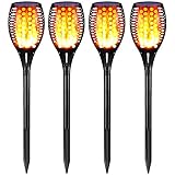 Ambaret Solar Lights, Flickering Flames Solar Torch Lights Outdoor Waterproof Decoration Lights Dusk to Dawn Auto On/Off Security Flame Torch Lights for Yard Garden (4 Pack)