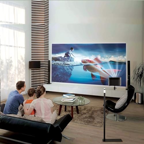Hcosmy Universal Projector Floor Stand, Black Iron, 160cm Height, 360° Rotatable, Compatible with Most Mini Video Projectors for Home Office