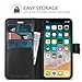 iPhone X Wallet Case, iPhone 10 Case, TUCCH Premium PU Leather Flip Folio Case with Card Slot, Cash Clip, Stand Holder and Magnetic Closure [TPU Shockproof Interior Protective Case], 5.8 Inch, Black