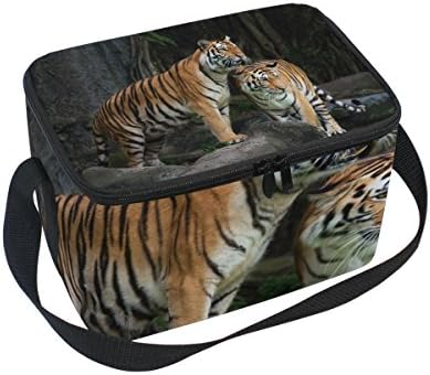 Tiger Pattern Print Insulated Lunch Box Cooler Bag Reusable Tote Outdoor Travel Picnic Bags