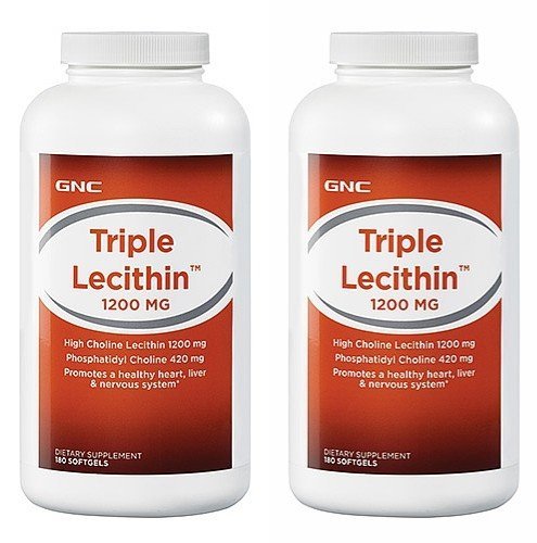 GNC Triple Lecithin 1200 Mg 180 Count (Two Bottles each of 180 Softgels)