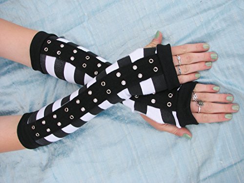 Prison Gang Arm Warmers Fingerless Gloves Cosplay Costume