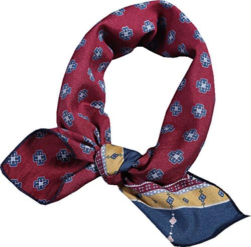 Searchself Silk Scarf Women’s Fashion Pattern Large Square Satin Headscarf Headdress (red 25)