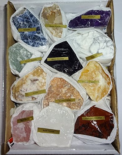 12pc Premium Quality Rough Crystal Healing Gemstone Raw Metaphysical Stone Collection & Gift Box Set