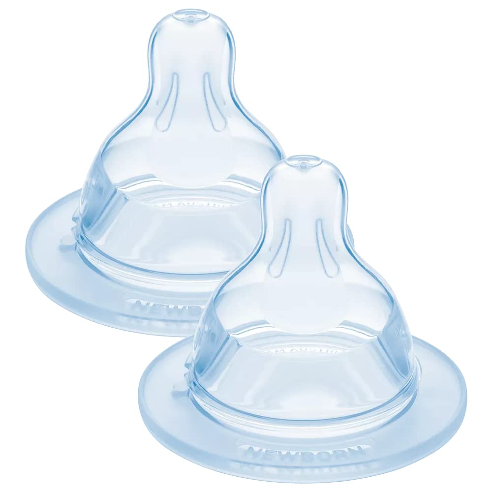 MAM 0+ Months Baby Bottle Nipples (2 Pack) - Silicone Teats 0 Slow Speed Flow 0 Speed - Ultra-Soft Flat Teats for Newborn Babies