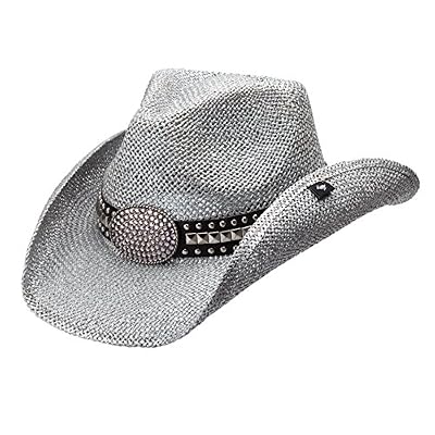 Rhinestone Cowgirl Hat Metallic Silver 