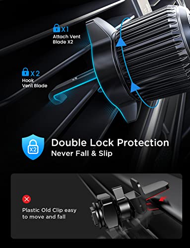 LISEN 2025 Car Phone Mount, Phone Holders for Your Car [Thick Cases Friendly] Car Phone Holder Air Vent Wider Clamp & Metal Hook Cell Phone Car Mount for iPhone Pro Max Samsung Smartphones