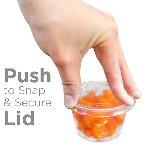 100-pack of Disposable Clear Plastic Condiment Storage Cups with Lids - Choose 2 oz. or 4 oz. - For Restaurant, Home, Gelatin Shots by Back of House Ltd. (2 oz.)