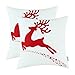 Pack of 2 CaliTime Throw Pillow Covers 18 X 18 Inches, Christmas Holiday Reindeer, Red