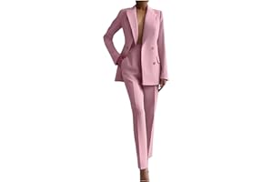 Womens Suit Sets for Work Two Piece Outfits Blazer Jacket and Pencil Pants Business Office Formal Blazer with Pocket
