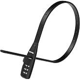 Venzio Adjustable Cable Zip Tie Lock 3-Digit Combination Lock, 1Pack | Security Lock with 304 Stainless Steel Core for Bike, Helmet, Stroller, Luggage, Lightweight &amp; Reusable