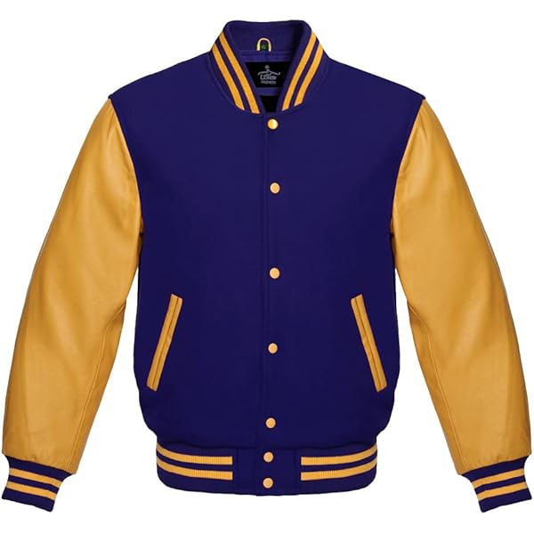 MAXDUD Mens Blue & Yellow Bomber Jacket | Varsity Jacket KJ - R