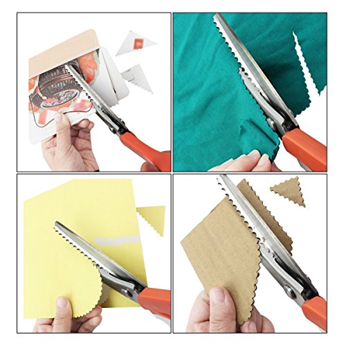 Hui Tong fabric pinking shears, sewing scissors ,Pinking Shears, pinking scissors,(5mm scalloped, Orange)