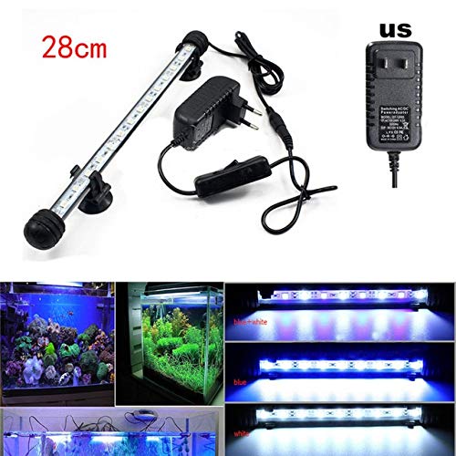 Pukido Aquarium 5050 LED Strip Light Submersible Waterproof 9/12/15/21 LEDs Aquatic Plant Grow Lights 12V DC Bar Lamp US Plug – (Color: 28CM White Light)